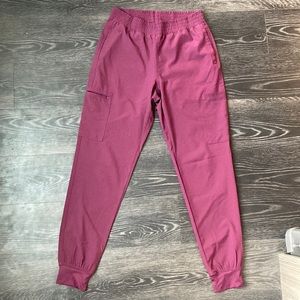 Medcouture wine colored jogger style scrub pants